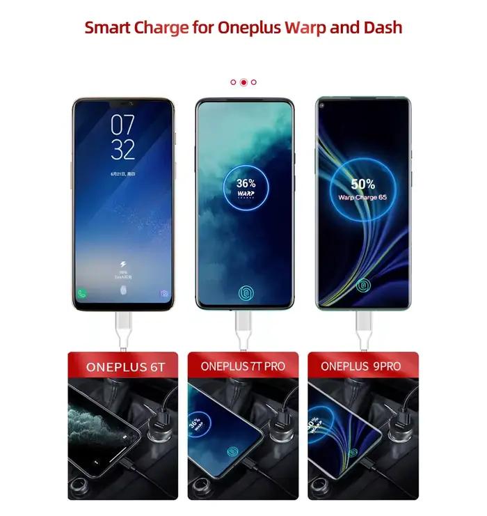Chargeur de voiture pour Oneplus 9R 10 Pro Nord CE 2 5G 8 7t Pro Warp