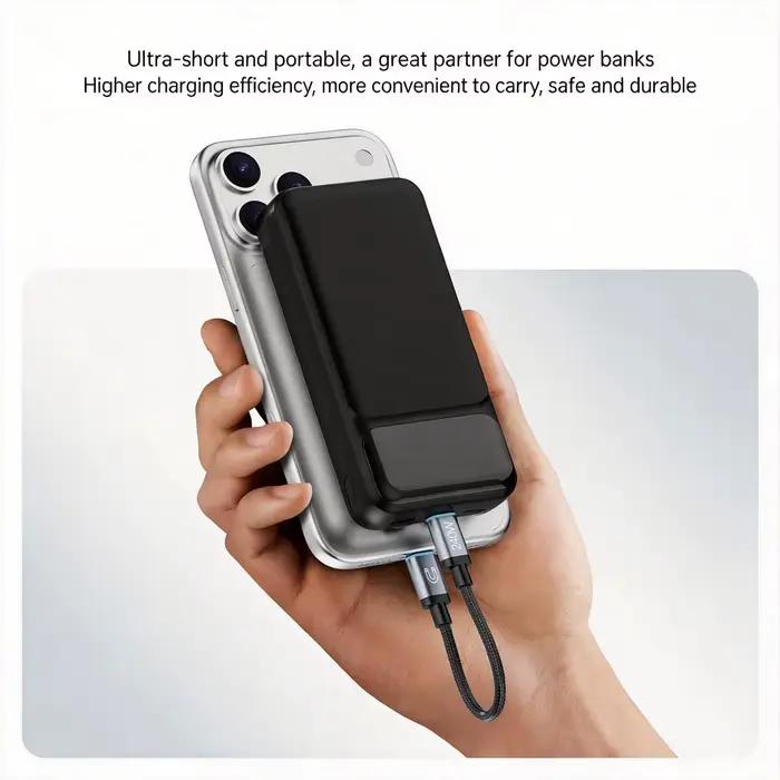Câble USB C court 18cm Fonken rapidité de charge 240W avec stockage magnétique pour téléphone mobile occasions quotidiennes et cadeaux technologiques