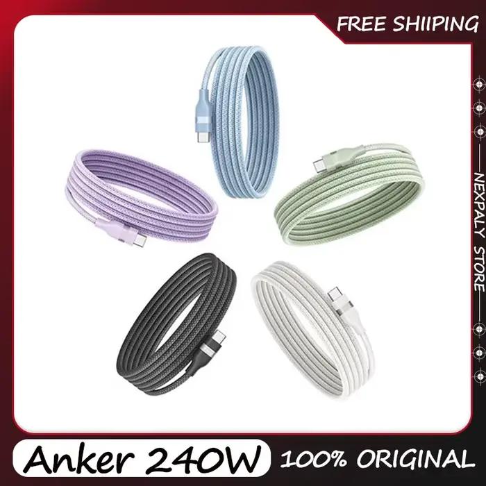Nouveau câble USB-C vers USB-C Anker 240W 3ft et 6ft tressé recyclé pour téléphone, tablette, ordinateur portable et appareils intelligents, cadeau éco-responsable