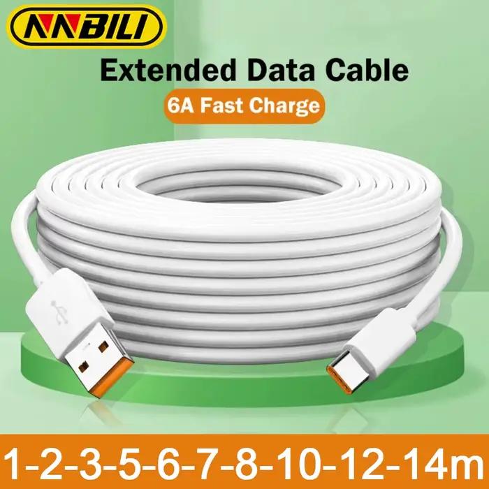 NNBILI Mini câble USB 1M 2M 3M 8M 10M 12M type C 6A dispositif de charge rapide caméra PS5 VR