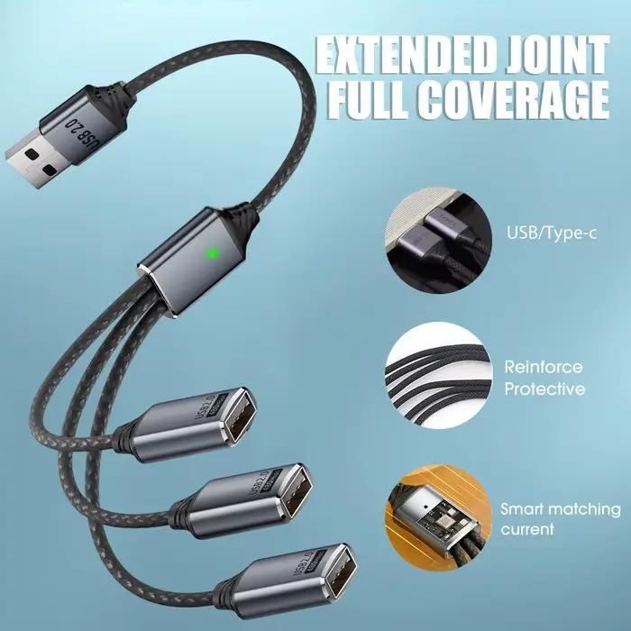 Câble séparateur USB A/Type C 3 en 1