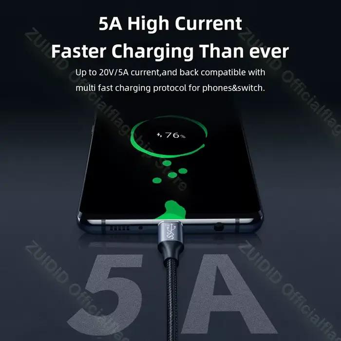 Câble USB Type C vers USB C 3.1 Gen2 10Gbps PD 100W 5A QC4.0 3.0
