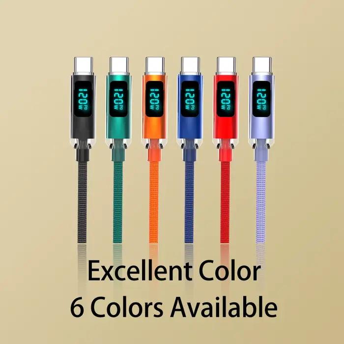 JINMUXI 120W USB A vers Type C câble de charge ultra rapide affichage numérique pour Xiaomi Huawei Oppo OnePlus iPhone