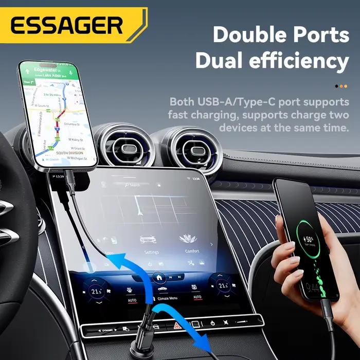 Essager 45W chargeur de voiture QC 3.0 pour Huawei Xiaomi Charge rapide SCP Samsung AFC