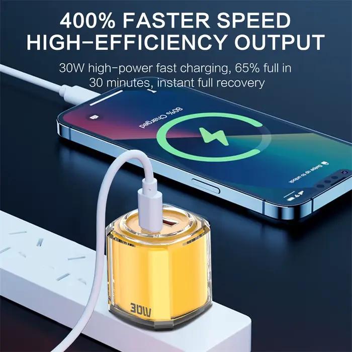 Chargeur rapide 30W USB C pour iPhone Samsung Xiaomi Huawei avec prise UE/US/UK adapté aux voyages et occasions spéciales