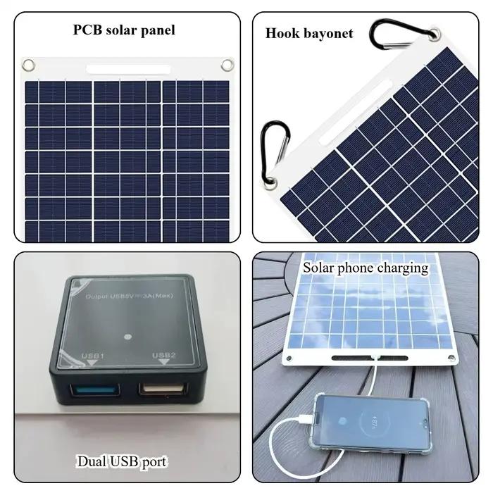 Chargeur solaire portable étanche double USB 5V à charge rapide