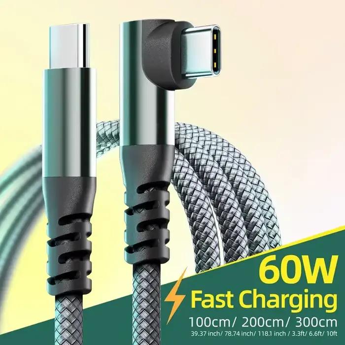 LAIHONEN 1PC câble USB C 1M 2M 3M 10FT USB C transfert de données 60W PD