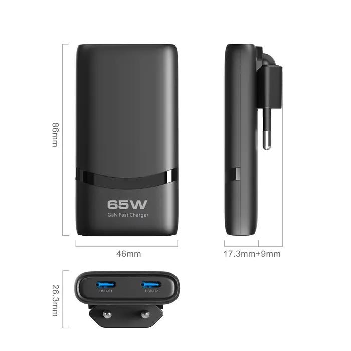 Chargeur mural USB C plat à 2 ports GaN pour charge rapide et efficace des téléphones portables et tablettes occasions quotidiennes et spéciales