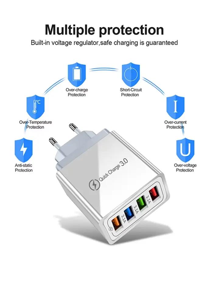Chargeur USB multi-ports 3A avec prise EU/US