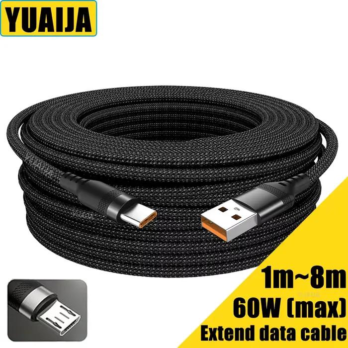Câble de charge rapide USB type-c étendu 2M 3M 5 mètres Android Micro USB pour Huawei Xiaomi Vivo Oppo