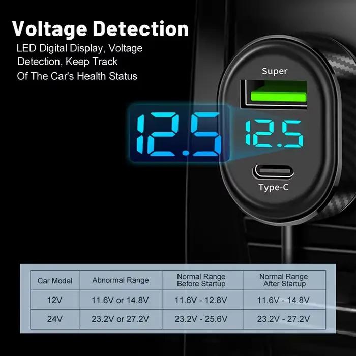 Chargeur de voiture avec câble long de 150 cm
