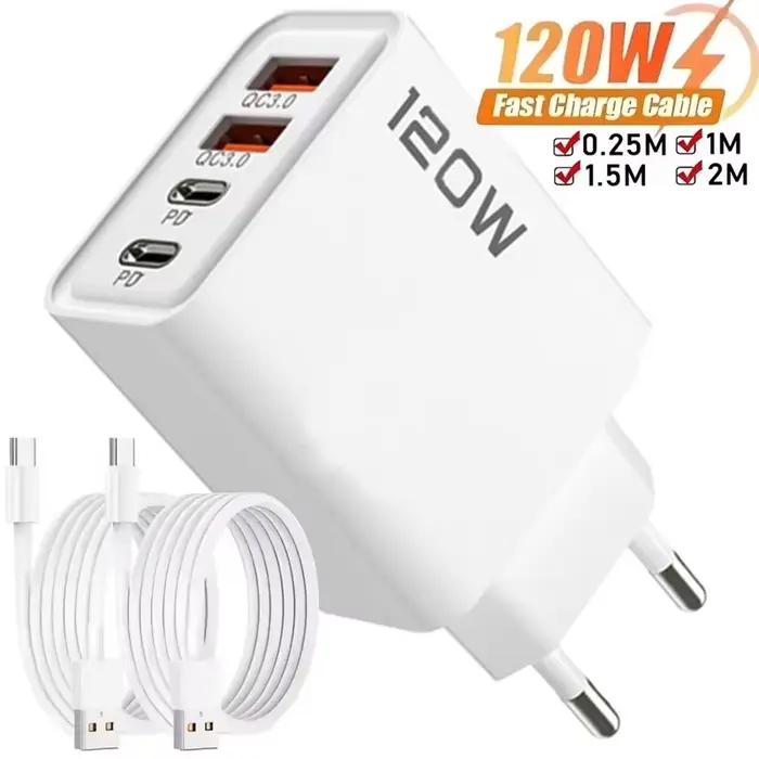 120W 4 Ports USB chargeur Charge rapide téléphone