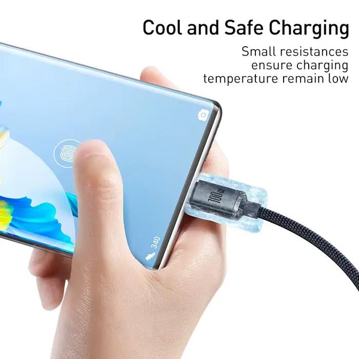 Câble USB Type C Baseus 6A pour Realme Huawei P40 Pro 66W fil de charge rapide USB-C chargeur cordon de données pour Samsung Oneplus Poco F3