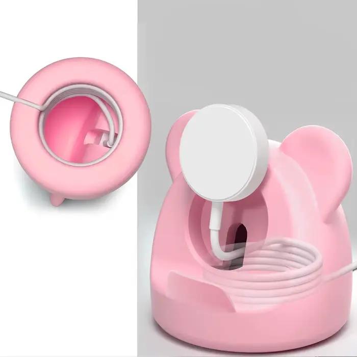 Support de chargeur + câble USB pour Apple Watch série 10 9 8 7 6 SE 5 4 iWatch silicone 46 45 44mm 42mm 41mm 40mm