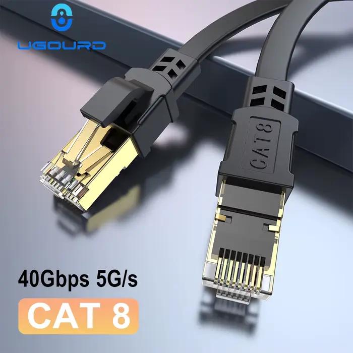 Câble Ethernet CAT 8 40Gbps 2000MHz CAT8 RJ45 réseau Lan cordon de raccordement plat 10m 15m 20m 30m 50 pieds 100