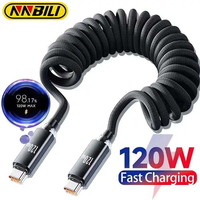 Chargeur de voiture NNBILI 120W USB C Câble télescopique rapide pour iPhone 17 Samsung Xiaomi Huawei smartphone occasions spéciales