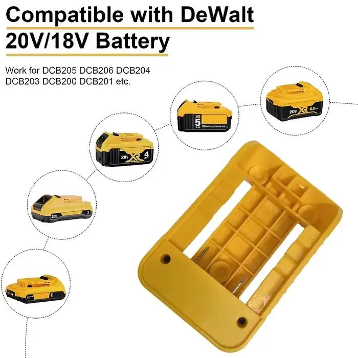 Adaptateur de chargeur USB pour batterie Dewalt 18V Charge rapide Type-C et Port USB Support de fixation sur ceinture de travail pour professionnel occassions spéciales