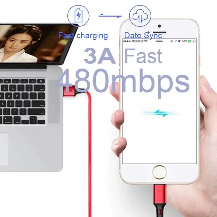 Câble USB de charge rapide pour iPhone 5 6 7 8 Plus X XS XR 11 12 13 14 Pro Max SE en tresse robuste avec des options de couleur et de longueur pour une utilisation durable et efficace
