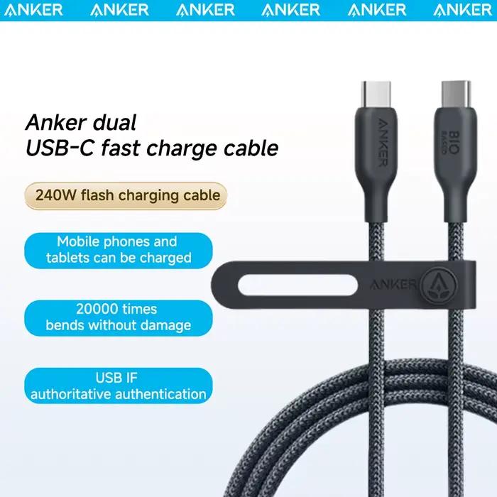 Câble USB-C Anker 240W Charge Rapide Tressé Biologique Pour iPhone iPad MacBook Occasions Spéciales