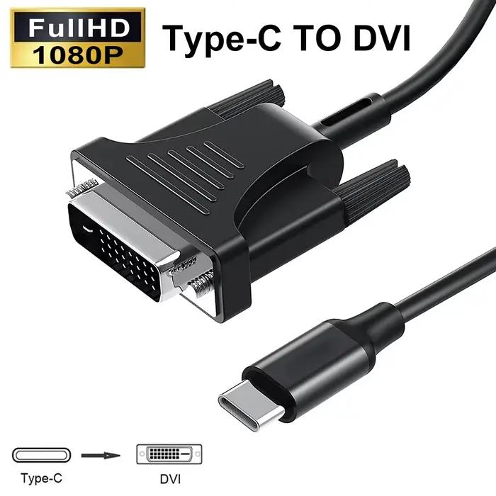 Câble USB C vers DVI complet 1080P type-c DVI 24 + 1 24 + 5 adaptateur convertisseur pour PC portable tablette téléphone