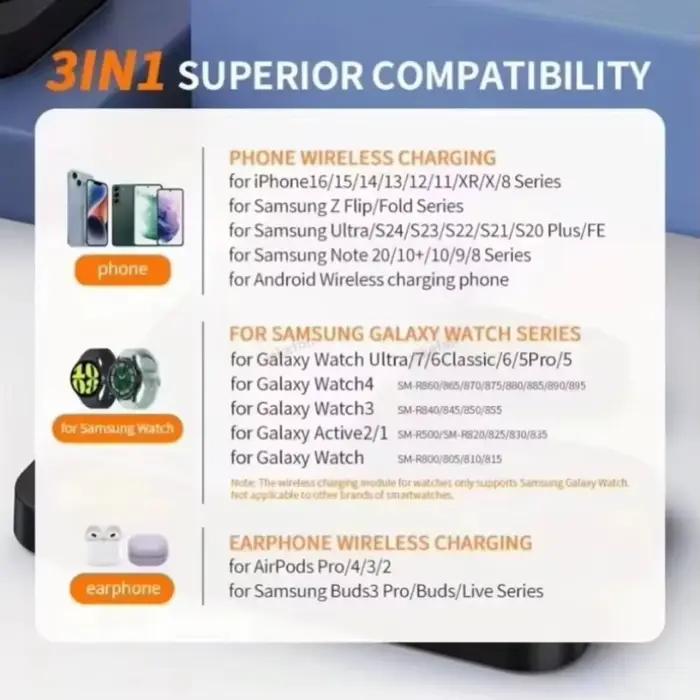 Chargeur magnétique sans fil 3 en 1