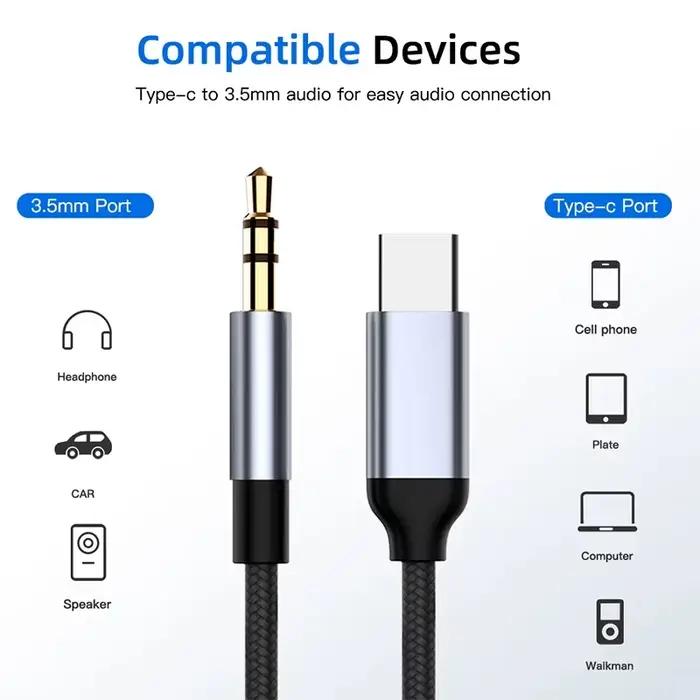 Câble audio AUX Type-C USB C vers prise jack 3