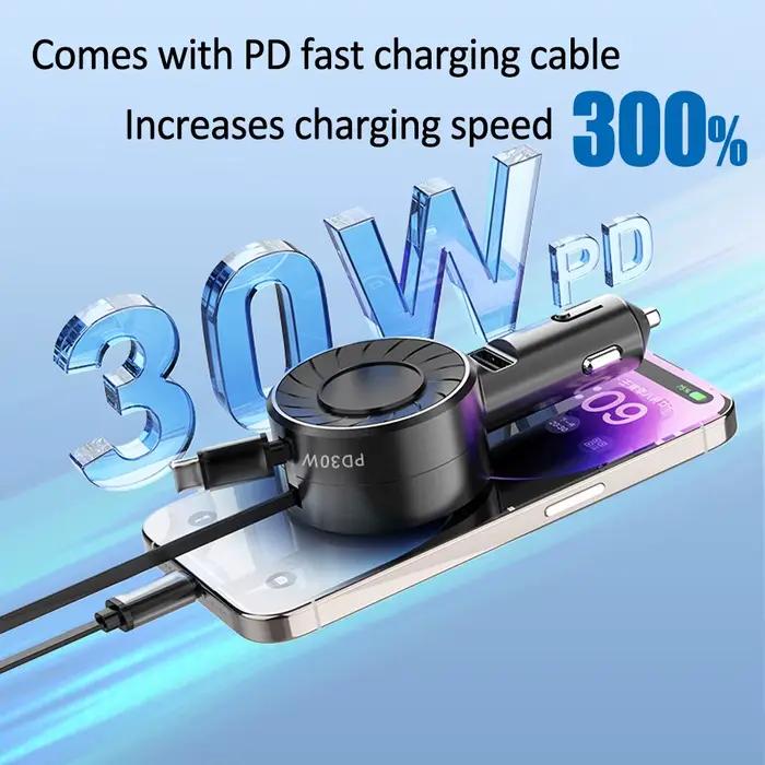 Chargeur de voiture rapide rétractable