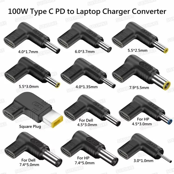 Convertisseur de chargeur universel PD 100W Type C pour ordinateur portable Asus Lenovo HP Dell Acer Samsung USB C chargeur rapide adaptateur de charge adapté pour voyager et usage quotidien