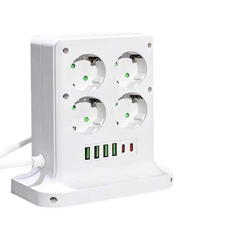 Multiprise Tour avec 8 Prises CA, 4 USB et 2 Type C, Câble d'Extension de 1,5 m, Prise UE, Prise Éle