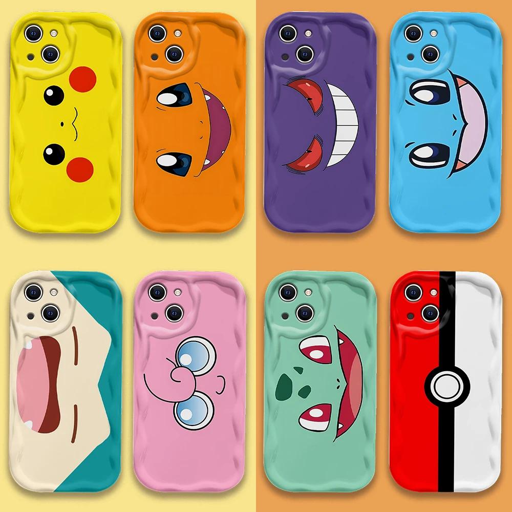 Nouvelle personnalité Pokémons mignon 3D vague étui pour iPhone 16 15 14 13 12 11 Pro Max Mini X XR 