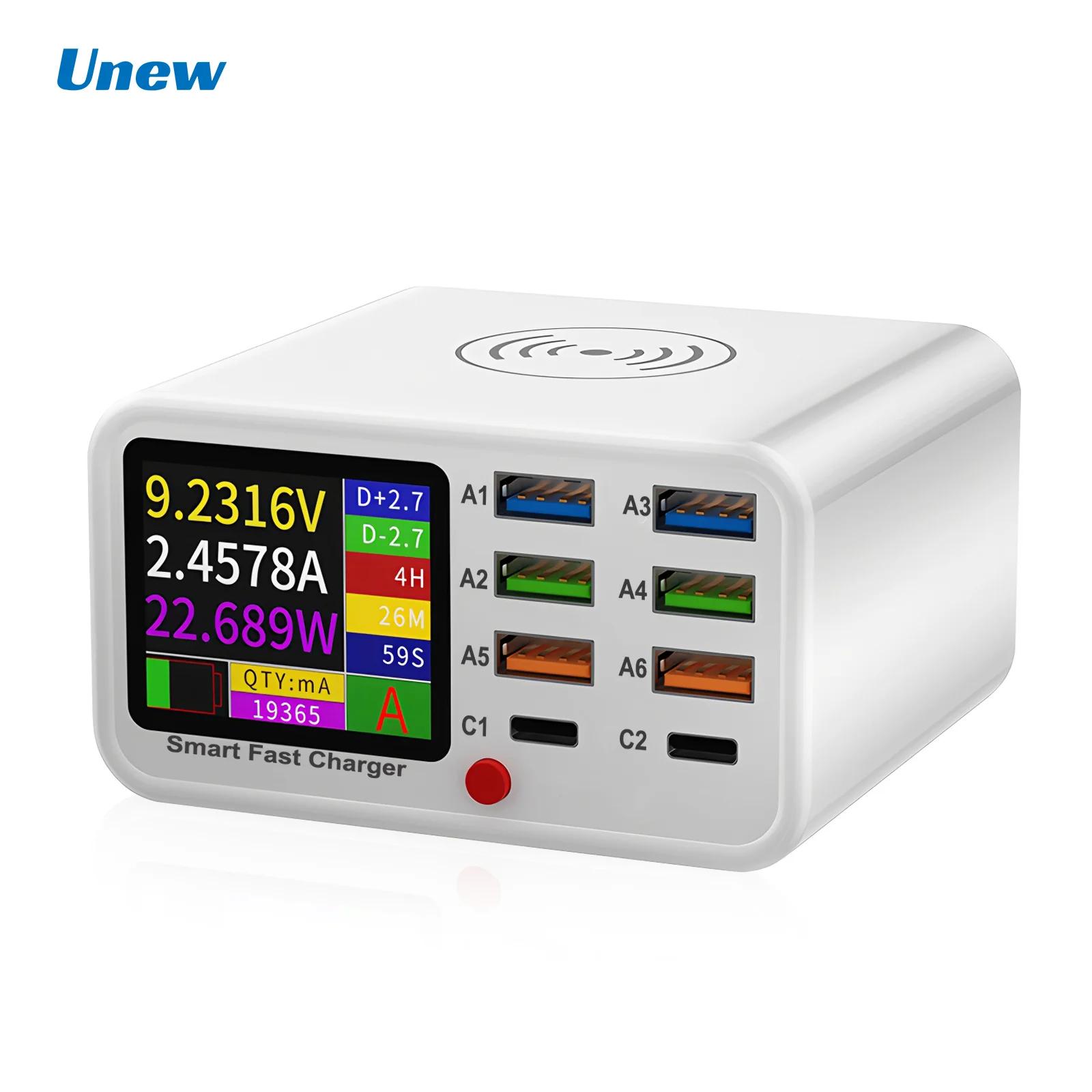 Chargeur rapide USB C multifonction, 8 ports, pour bureau, Type C PD3.0 PPS QC3.0, 15W, sans fil, po