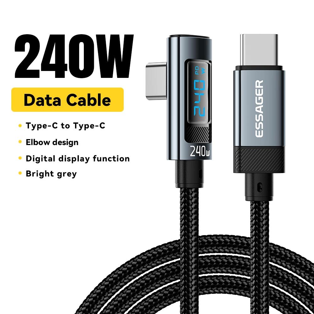 Essager – câble USB Type C 240W, Angle de 90 degrés, PD, charge rapide, pour iPad, MacBook pro, Xiao