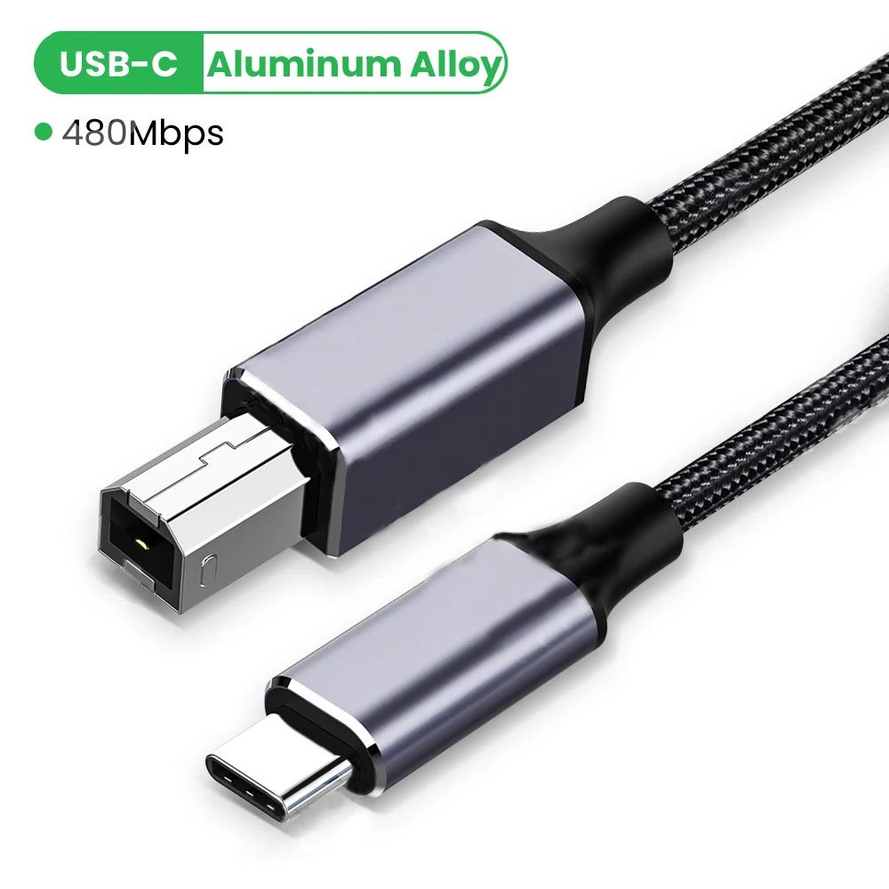 Câble d'imprimante USB Type C vers USB B 2.0, câble haute vitesse pour imprimante HP Canon Brother E