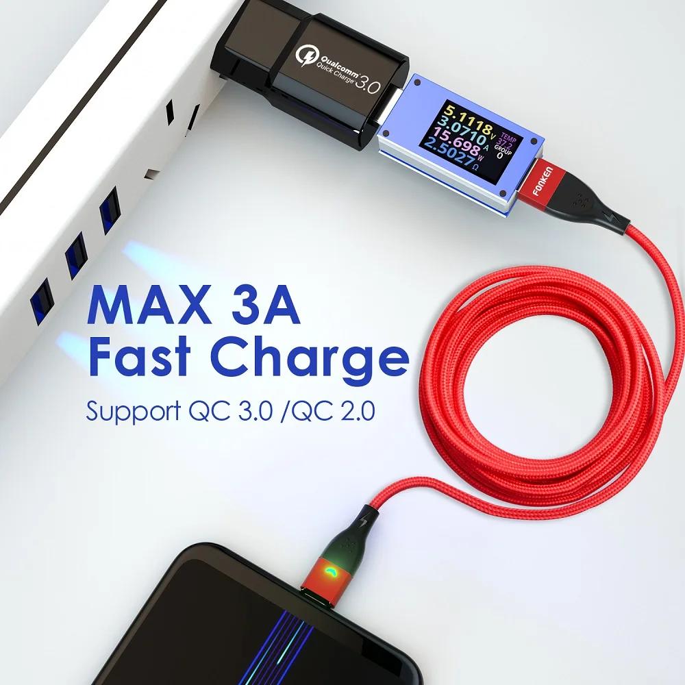 FONKEN câble magnétique Type C câble de Charge magnétique Micro USB câble de chargeur magnétique pour Xiaomi Samsung Huawei câbles de téléphone portable