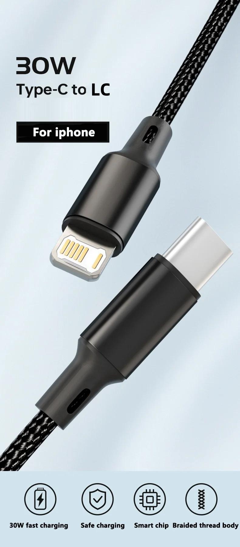 PD 30W chargeur rapide pour iPhone 15 11 12 13 14 Pro Max XR X XS Max 8 Plus câble de chargeur de téléphone accessoires de charge rapide