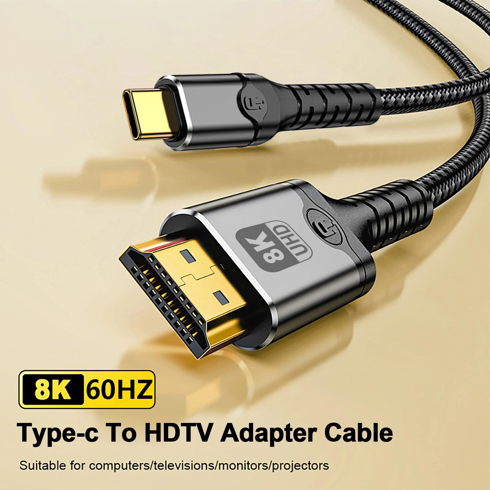 Câble USB C vers HDMI compatible 8K@60Hz 4K@120Hz Type C vers HDTV pour convertisseur TV MacBook Air iPad USB-C vers HDTV