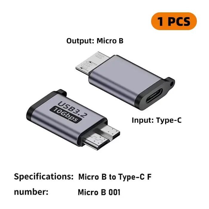 Adaptateur USB C 3.0 Micro B mâle vers Type C femelle, connecteur type-c vers Micro B pour ordinateu
