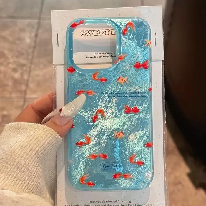 Coque de téléphone à motif Vortex de carpe rouge océan bleu coréen, étui souple en Silicone pour iPh