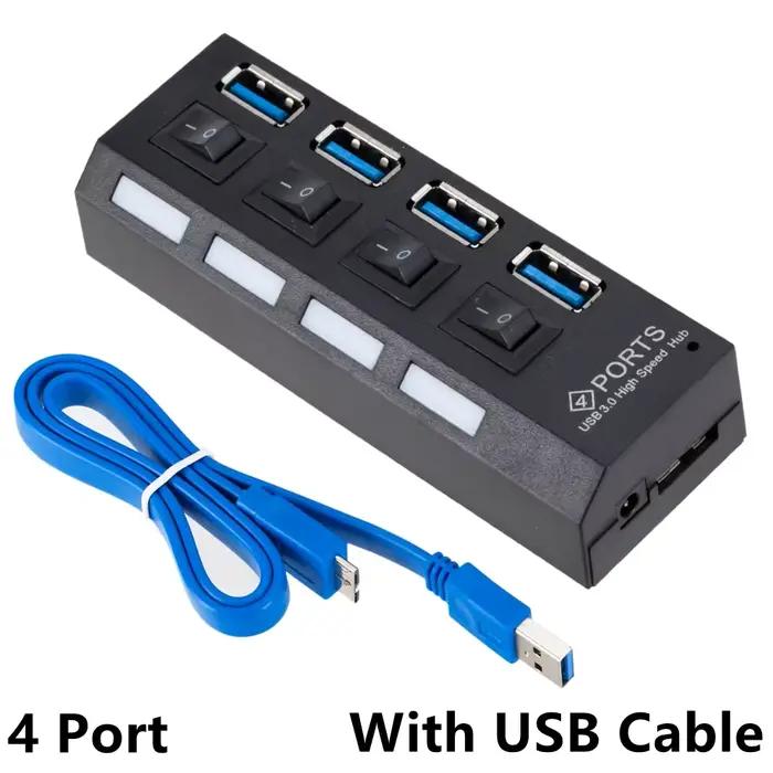 Séparateur de Hub USB 3.0, Multi USB 3.0, Multi USB 4/7, avec adaptateur d'alimentation, accessoires
