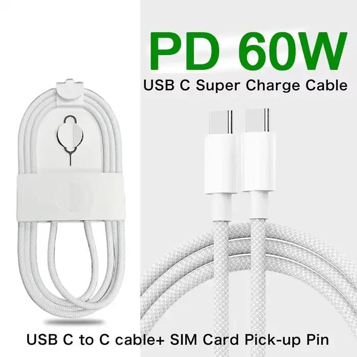 1/10/30 pièces câble de tissage Original 60W Type C pour Apple iPhone 16 15 14 13 17 Pro Max 17 Air