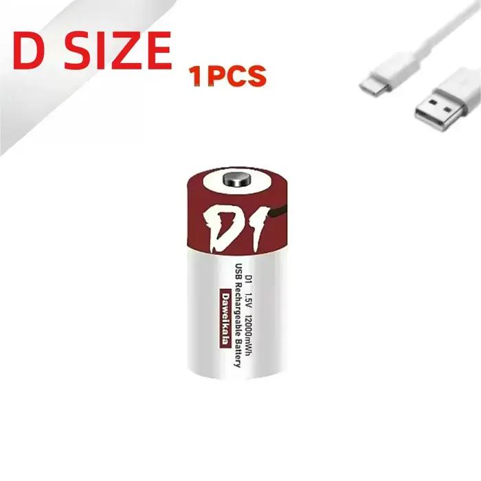 Batterie au lithium rechargeable USB-C de taille D 12000 mWh avec câble, ultra haute capacité, longu