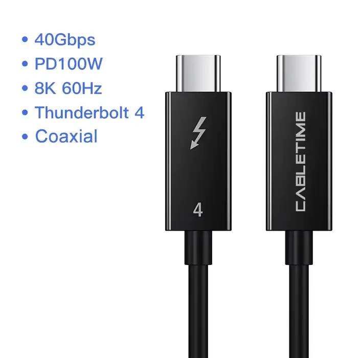 CABLEsmen-Câble Thunderbolt 4 USB Type C, 8K, 60Hz, PD100W, 40Gbps, Compatible USB 4, Macbook, Dell,