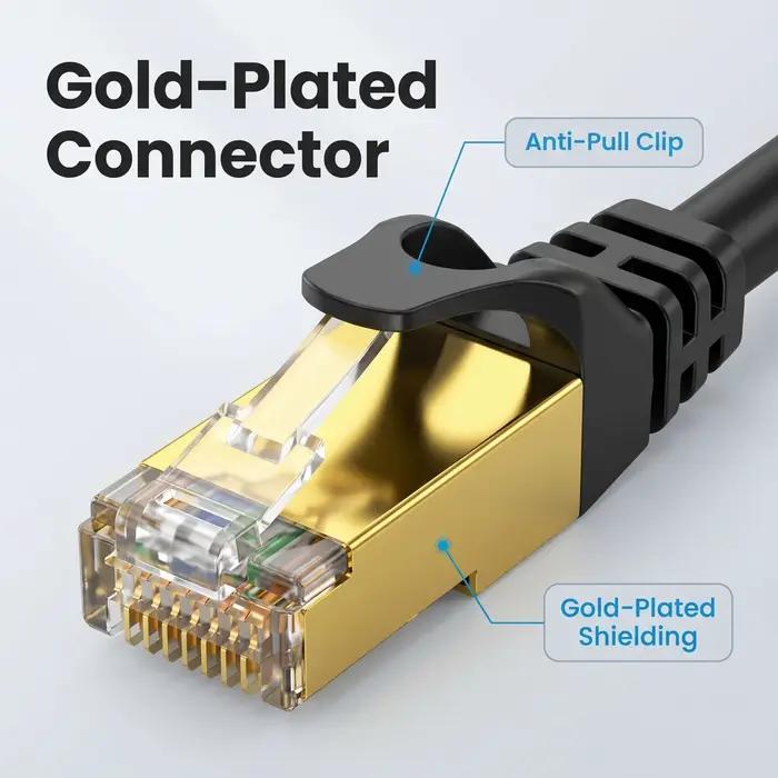 Câble Ethernet CAT7 10 Gbit/s, blindé, plaqué or, FTP, cuivre pur, haute vitesse, cordon réseau LAN,