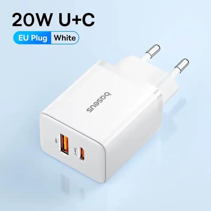 Baseus 20W chargeur USB double Port de charge Support Type C PD chargeur de téléphone à charge rapid