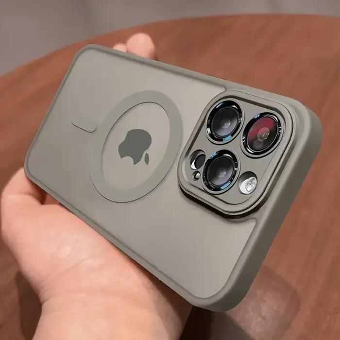 Protecteur d'objectif de charge magnétique sans fil translucide, coque d'origine pour iPhone 15, 14,