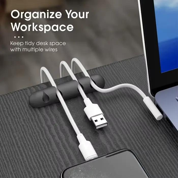 Organisateur de fil de câble en Silicone, enrouleur de câble USB, Clips de gestion auto-adhésifs pou