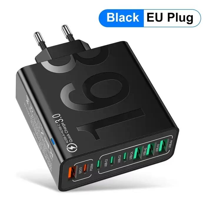 Chargeur USB C plusieurs 8 Ports Type C, haute vitesse, charge rapide, adaptateur mural PD pour télé