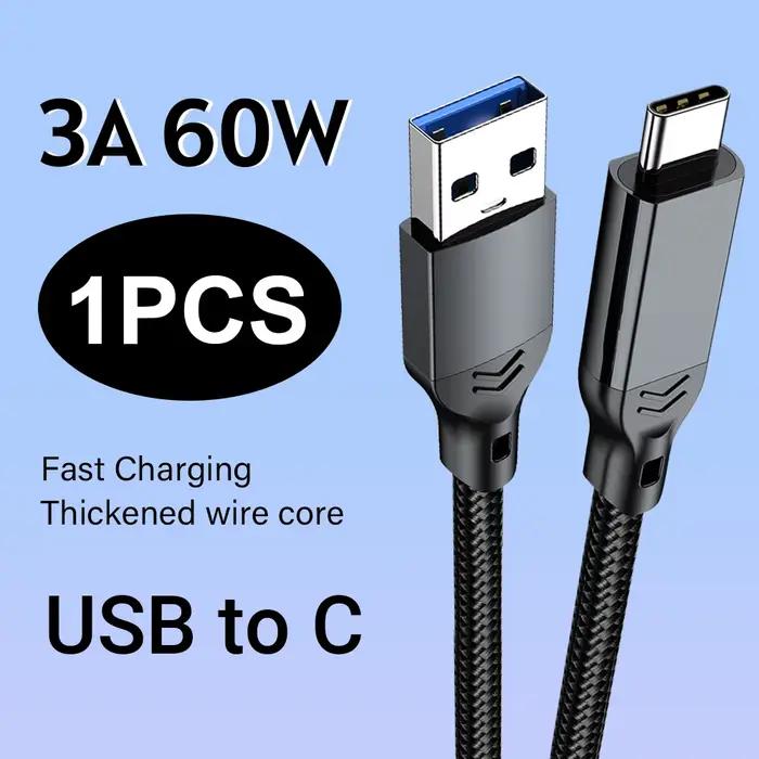 Câble de charge rapide USB3.2 vers Type-C 3A 60W : pour téléphones, disques durs, ordinateurs portab