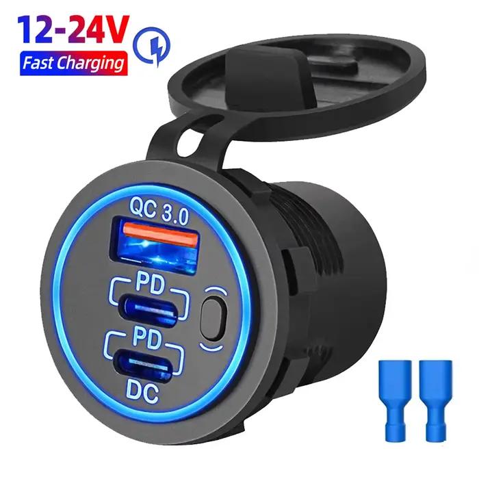 Prise de chargeur de voiture USB 12V, double Port 30W PD USB-C et 18W QC3.0, accessoires pour voitur