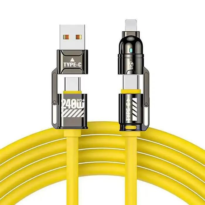 Câble USB C 4 en 1 240W Charge rapide et transfert de données Ports Lightning+USB pour téléphone Pho